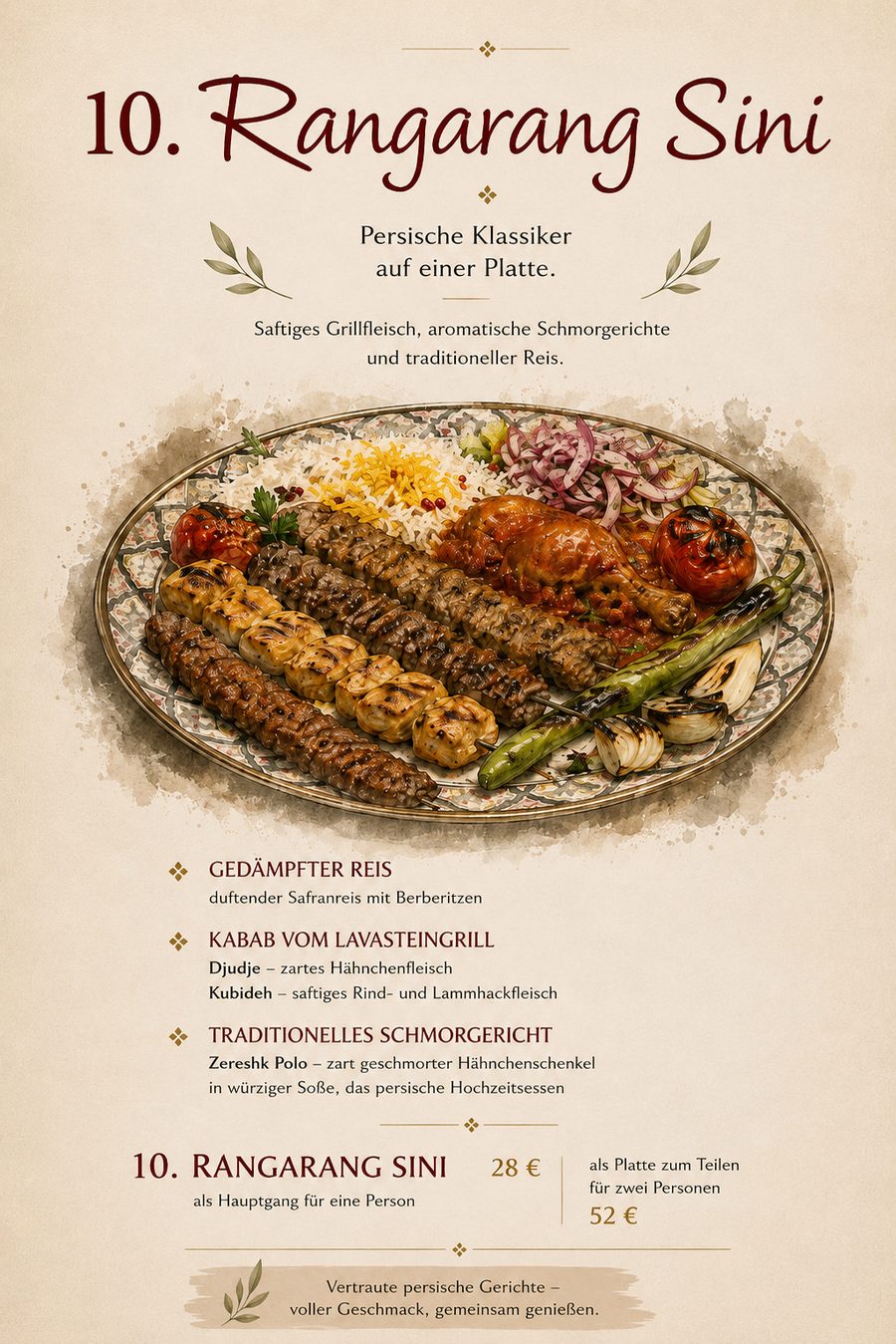 Rangarang Sini – Speisekarte des Restaurant Luisengarten