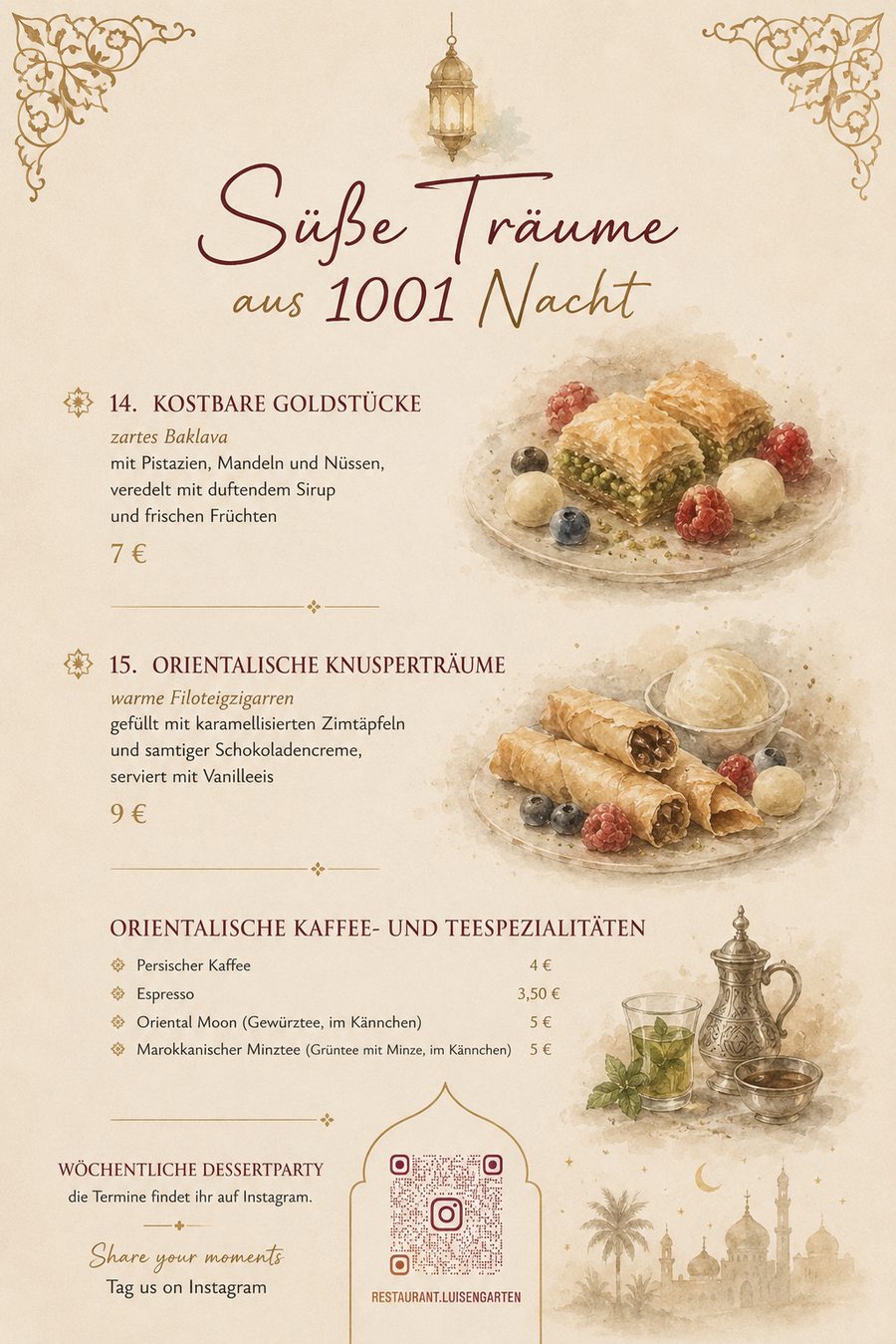 Aperitif & Signature Drinks – Speisekarte des Restaurant Luisengarten